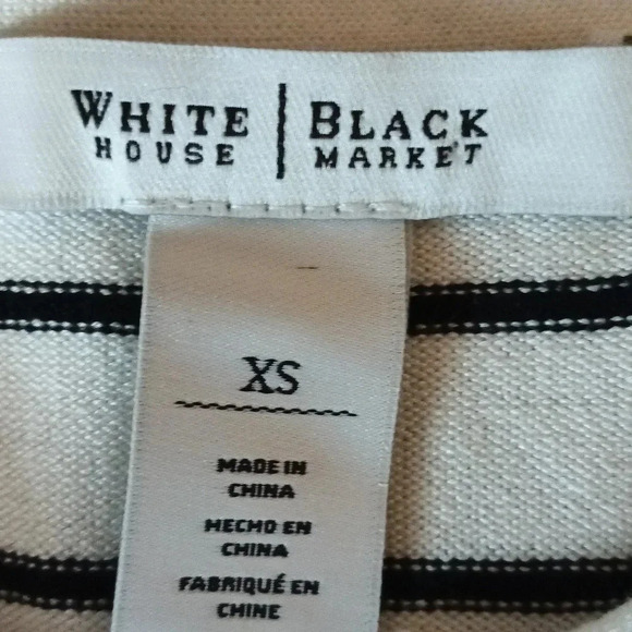 NEW White House Black Market striped bow tie sweater 3/4 sleeves striped XS - Picture 10 of 11